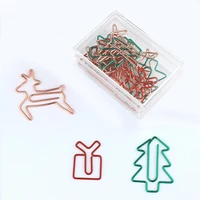 15pcsbox christmas tree elk gift box paper clips escolar bookmarks binder clip office photo memo clip stationery party supplies