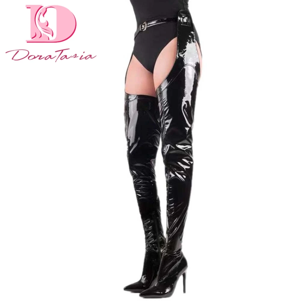 

DoraTasia Plus Size 35-47 Female Over The Knee Boots Pointed Toe Thin High Heels Thigh High Boots Women Party Sexy Shoes Woman