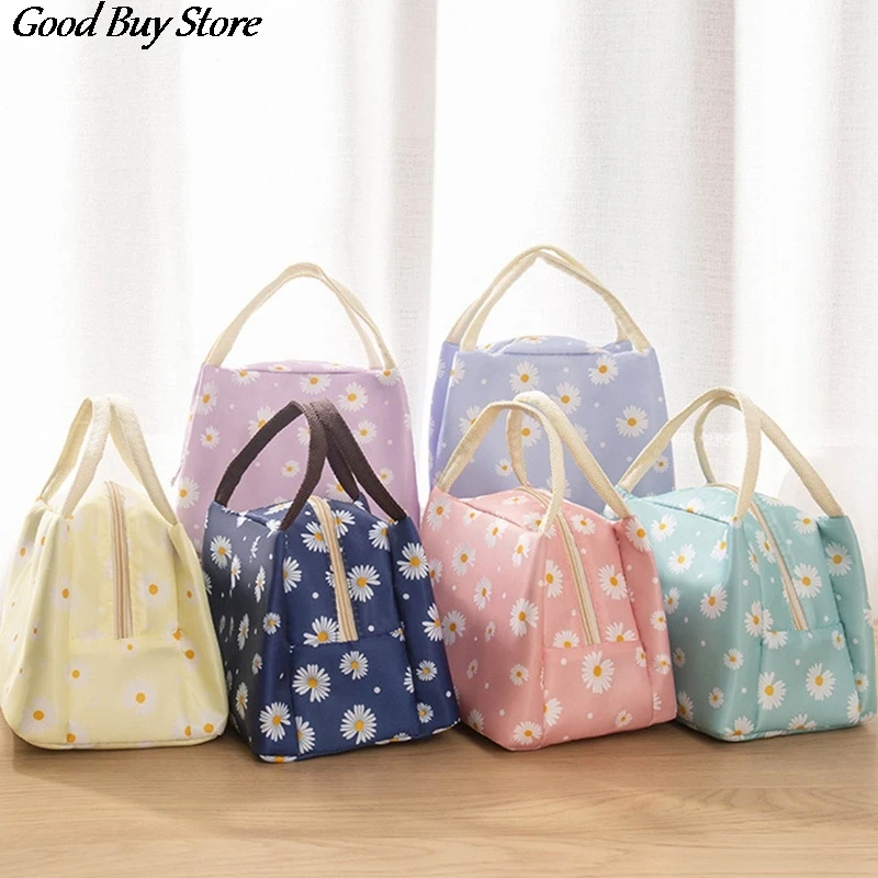 

Daisy Flower Lunch Bag Portable Dinner Container Office School Food Storage Bags Thermal Insulated Cooler Handbag Lunch Box Tote