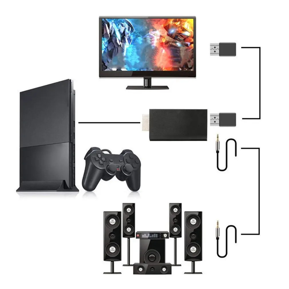 Мини-адаптер для PS2-HDMI-совместимый видеопреобразователь с аудиовыходом 3 5 мм HDTV