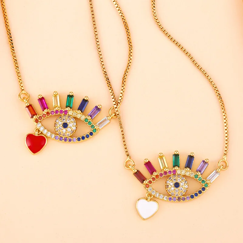 OCESRIO радужные ожерелья для женщин с кристаллом Турецкий Дурной глаз цепочки