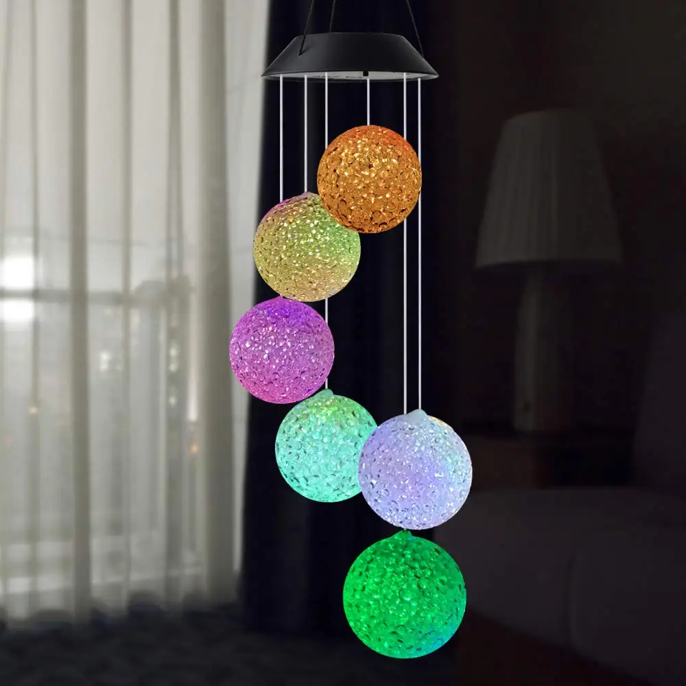 6 LED солнечный светильник колокольчиков лампы для дома и сада подвесной