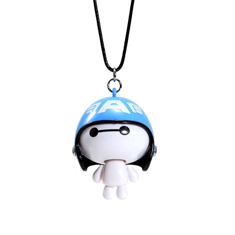 Автомобиль кулон милый шлем робот Baymax куклы висячие украшения автомобили Зеркало заднего вида подвеска украшения аксессуары Подарки - Название цвета: Blue White
