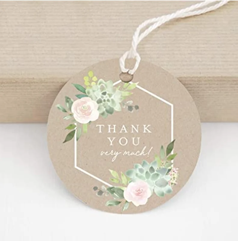 

Customized Rectangle Square Clothing Label Your Label With Hole Thank You Cookie Candy Bag Commercial Label