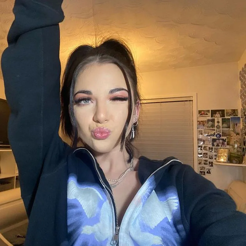 Толстовка с капюшоном на молнии свитшоты в стиле гранж уличный Кардиган большого