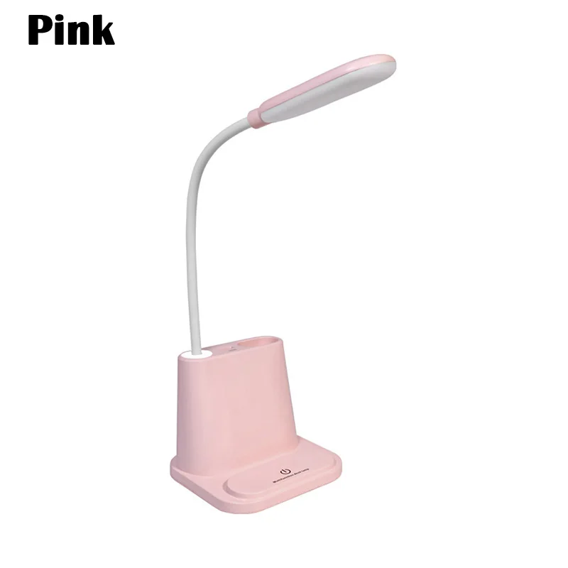 Pink Светодиодный настольный светильник с сенсорным выключателем и затемнением, Настольный светильник с зарядкой от usb, лампа для чтения в спальне и для мобильного телефона - Цвет корпуса: Pink