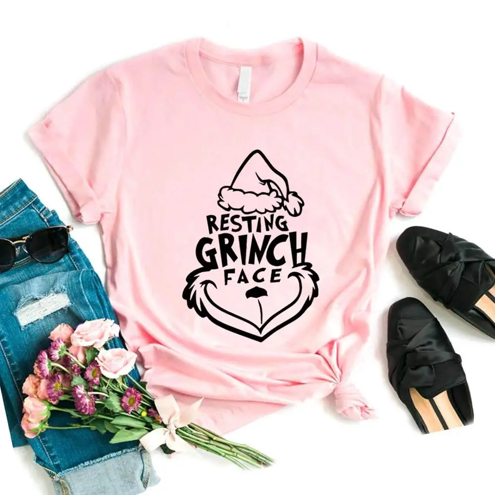 Resting Grinch Face christmas Print Women tshirt Cotton Hipster Funny t-shirt Gift Lady Yong Girl 6 Color Top Tee ZY-664 images - 6