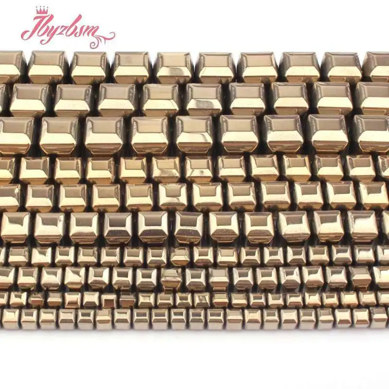 

4/6/8mm Retention Color Hematite Faceted Cube Stone Beads for DIY Accessories Charm Necklace Bracelet Jewelry Making Strand 15"