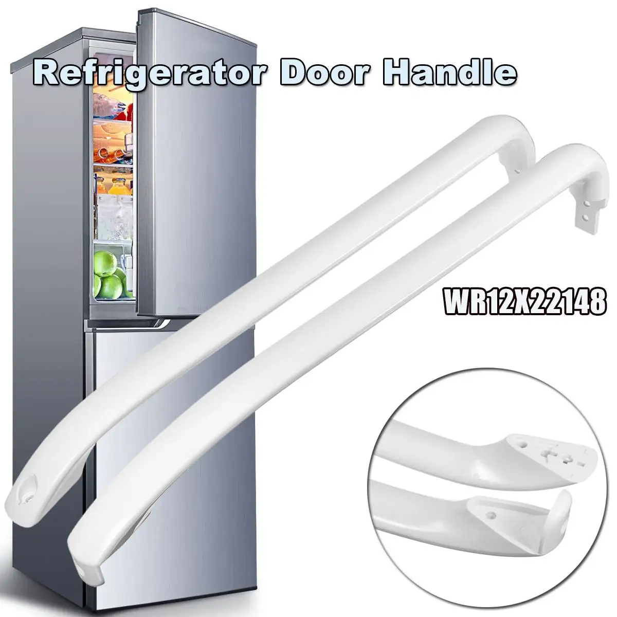 

2X Fridge Refrigerator Door Handle Handles Bar Kit For WR12X22148 WR12X20141 WR12X11011