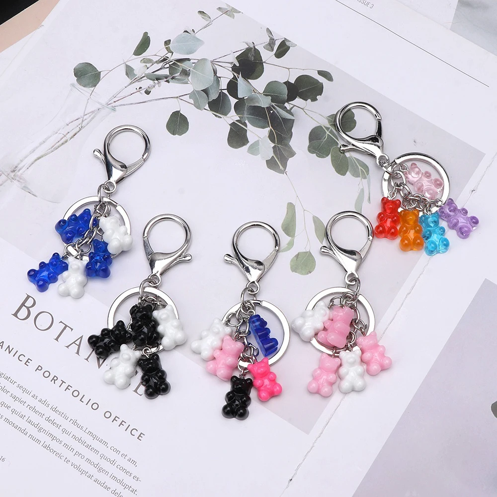 Cute Resin Gummy Bear Keychain For Woman Candy Color Animal Charms Keyring Girls Earphone Cover Jewelry Wedding Gifts | Украшения и