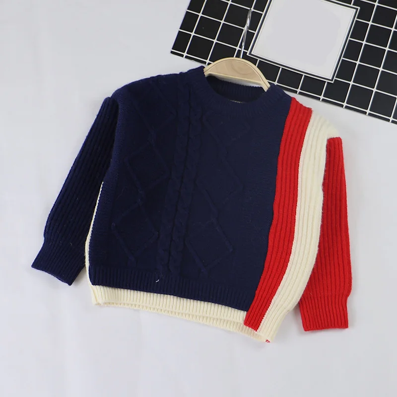 2019 г. Детский свитер Полосатые свитера для мальчиков повседневная трикотажная