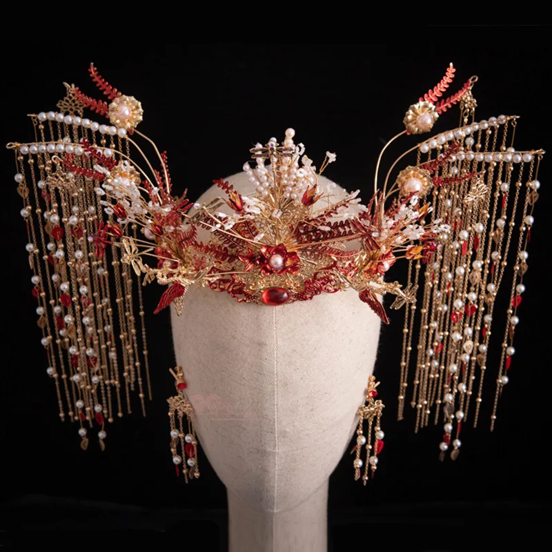 Свадебные короны Феникс красные кристаллы императрица головной убор Принцесса