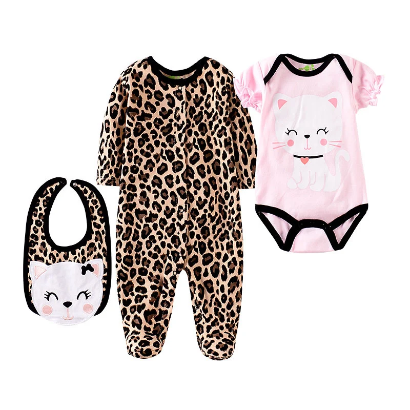 

New 3 Piece Spring Autumn Newborn Baby Tracksuit 100% Cotton Kids Clothes Suit Unisex Infant Boys Girls Clothing Romper Set