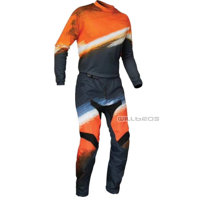 

Motocross Racing Gear Set MTB ATV UTV Bike Cycling Jersey Pants Mountain Bicycle Offroad Kits Motorbike Orange Suit Mens