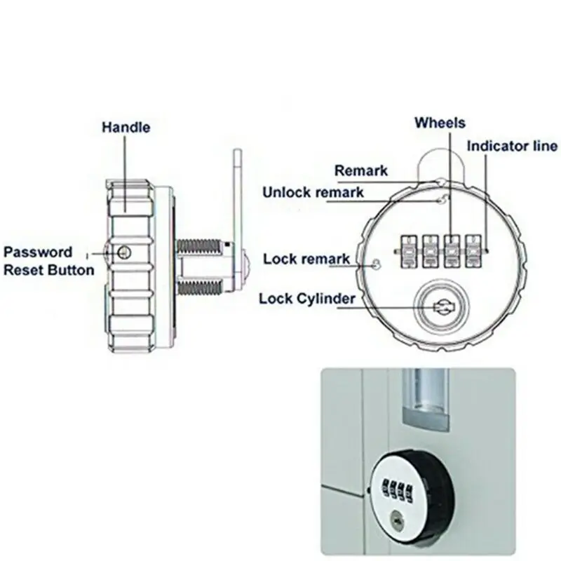 

2020 New Combination Cabinet Cam Lock 4 Digital Round Padlock with Key Drawer Door Gym