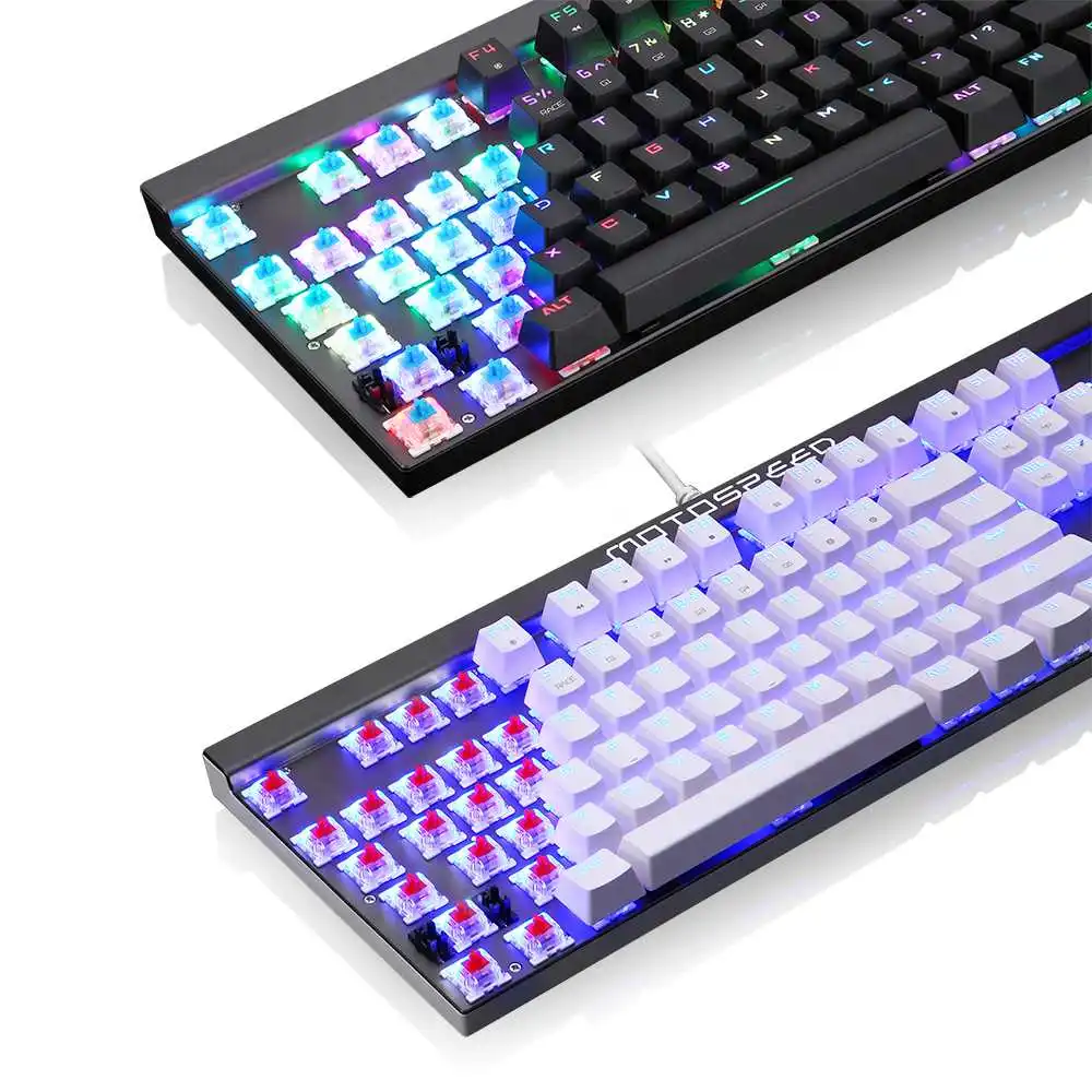 

Motospeed CK103 104 Key Mechanical Keyboard USB Wired RGB Backlit Gaming Keyboard 1000Hz Full Key NKRO For Computer Gaming