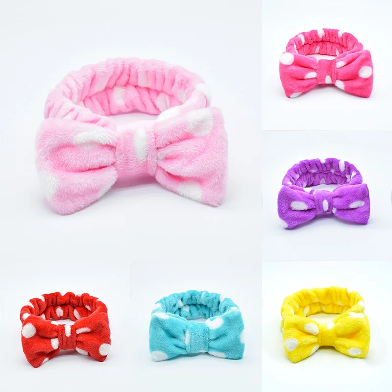 

Cute Wash Face Hair Holder Hairbands Coral Fleece Bow Soft Hairband Makeup Headwrap Turban Elastic Headband Hair Accessories