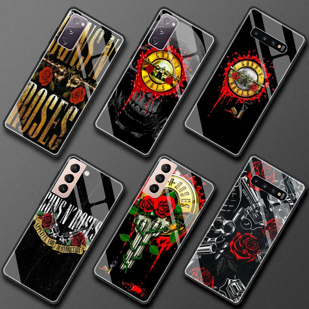 

Tempered Glass Case For Samsung Galaxy S20 FE S21 Ultra S10 S9 Plus Note 20 10 Lite Shell Phone Cover Bag Guns N Roses Good Time