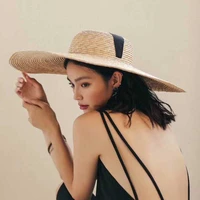 new summer wide brim straw sun hats for women outdoor swimming beach hats sun long ribbon ladies sun visor caps sun visor caps