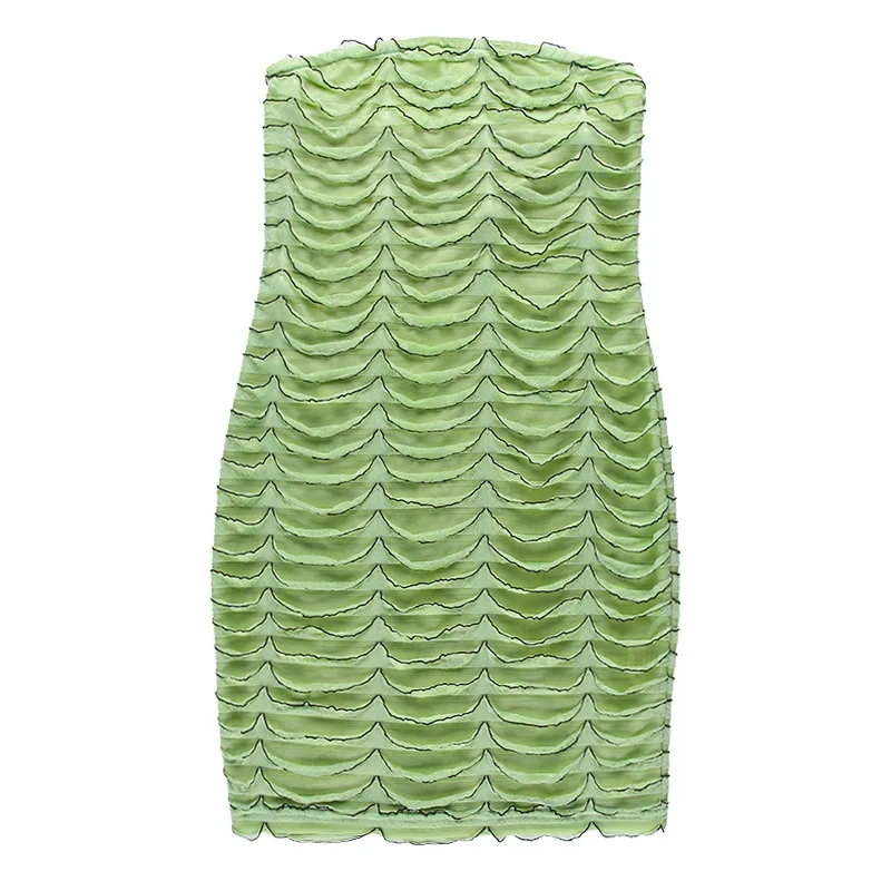 

Gothic style Tube top dress women 2021 Europe and the United States summer sexy self-cultivation show chest folds short skirt