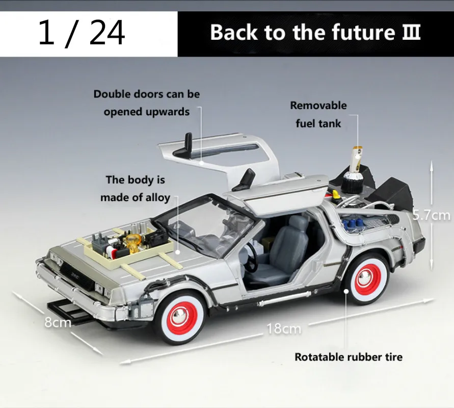 Welly 1:24 литья под давлением сплав модель автомобиля Dmc-12 Delorean Назад в будущее машина времени металлическая игрушка Rc автомобиль для детей игрушка подарок коллекция