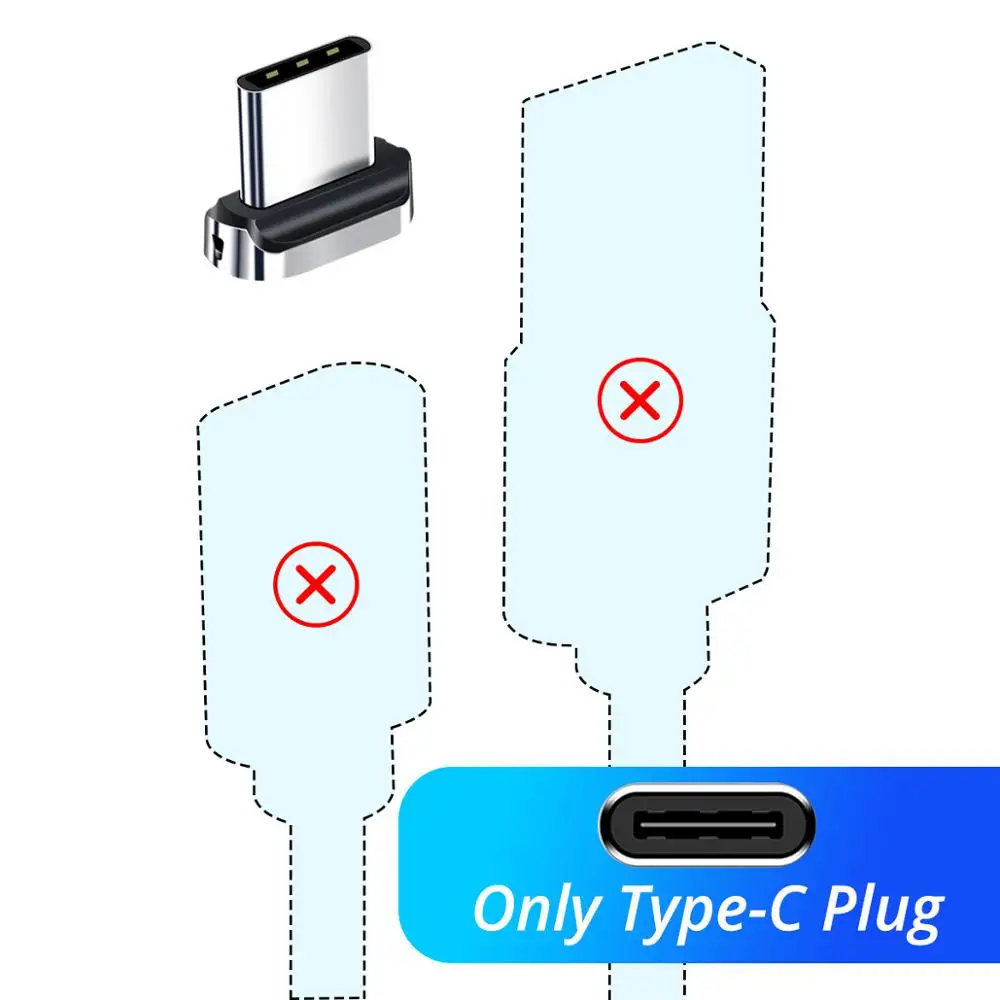Кабель Micro USB FONKEN, магнитный кабель 3A, быстрая зарядка, 1 м, 2 м, Android, мобильный, быстрая зарядка, магнитный шнур, Пылезащитная заглушка, шнур для передачи данных для телефона - Цвет: Type C Plug NO Cable