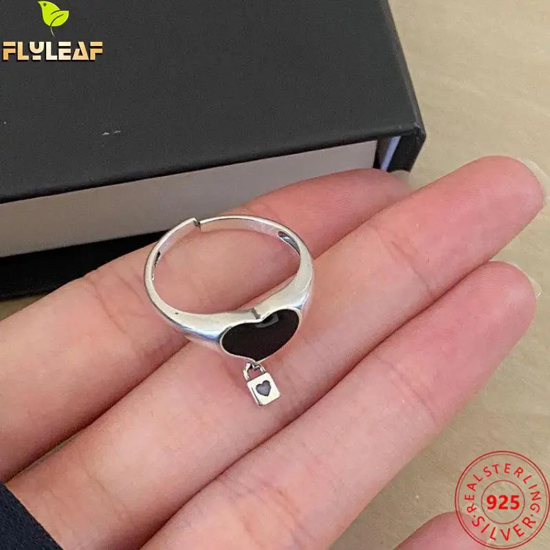

Женское Винтажное кольцо из серебра 925 пробы с черным сердцем