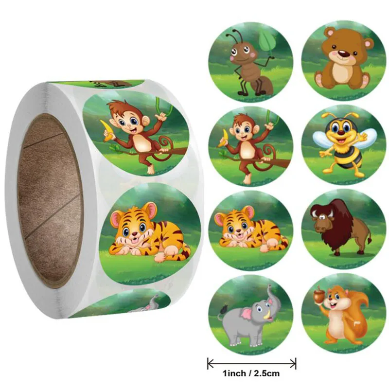 

500pcs Zoo Animal Cartoon Children Sticker Classic Toy Sticker School Teacher Reward Sticker 9 Patterns Tiger