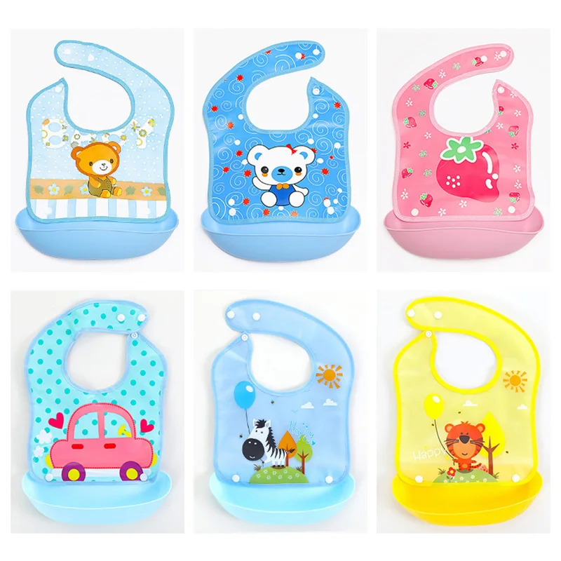 Baberos impermeables EVA para beb&eacute; reci&eacute;n nacido, bufanda de Saliva para alimentaci&oacute;n, f&aacute;cil de limpiar, patr&oacute;n de dibujos animados, tama&ntilde;o ajustable-5