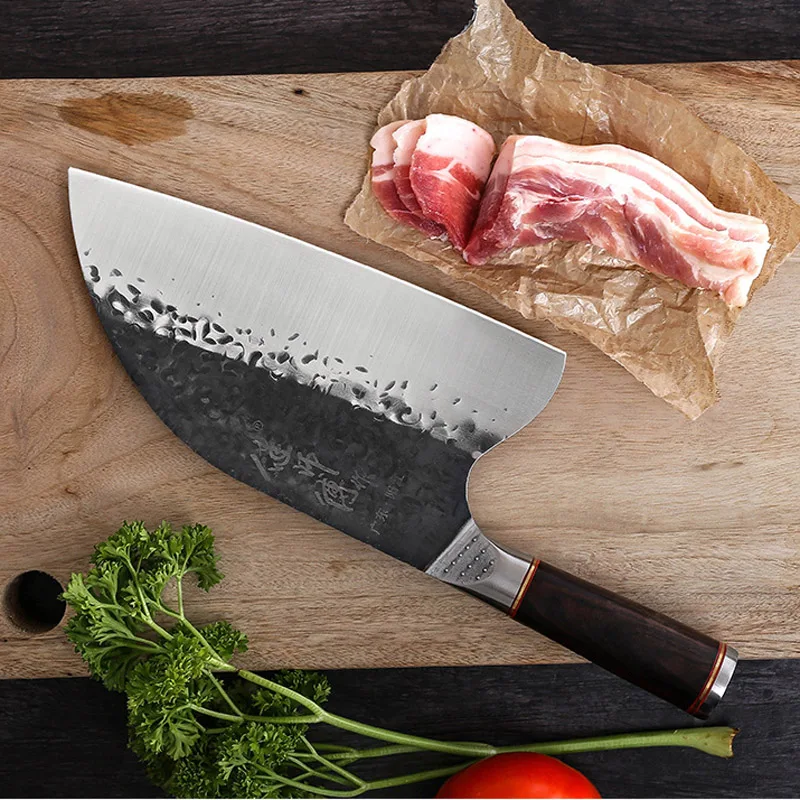 Нож для мясника из углеродистой стали LiangDa кованый китайский нож ручной работы с