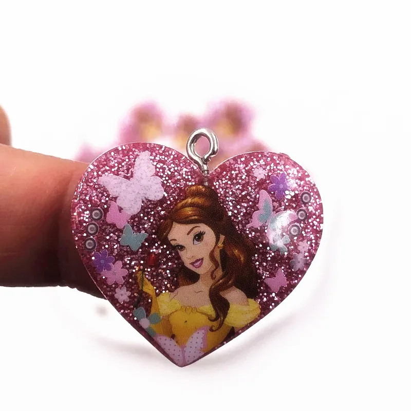 1 шт. Новое поступление Бель Анна Принцесса прорезиненный плоский милый кулон