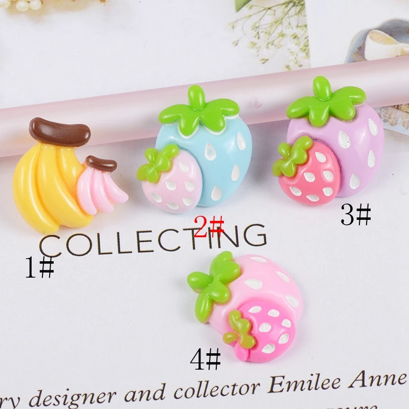 Симпатичные Клубника банан Кабошон из смолы с плоской задней стороной Скрап