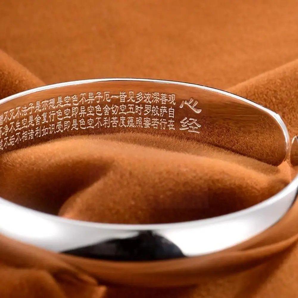 

Bracelet Female Buddhist Believer Prajna Scripture Black Bracelet Made Silver Jewelry Couple P0n6