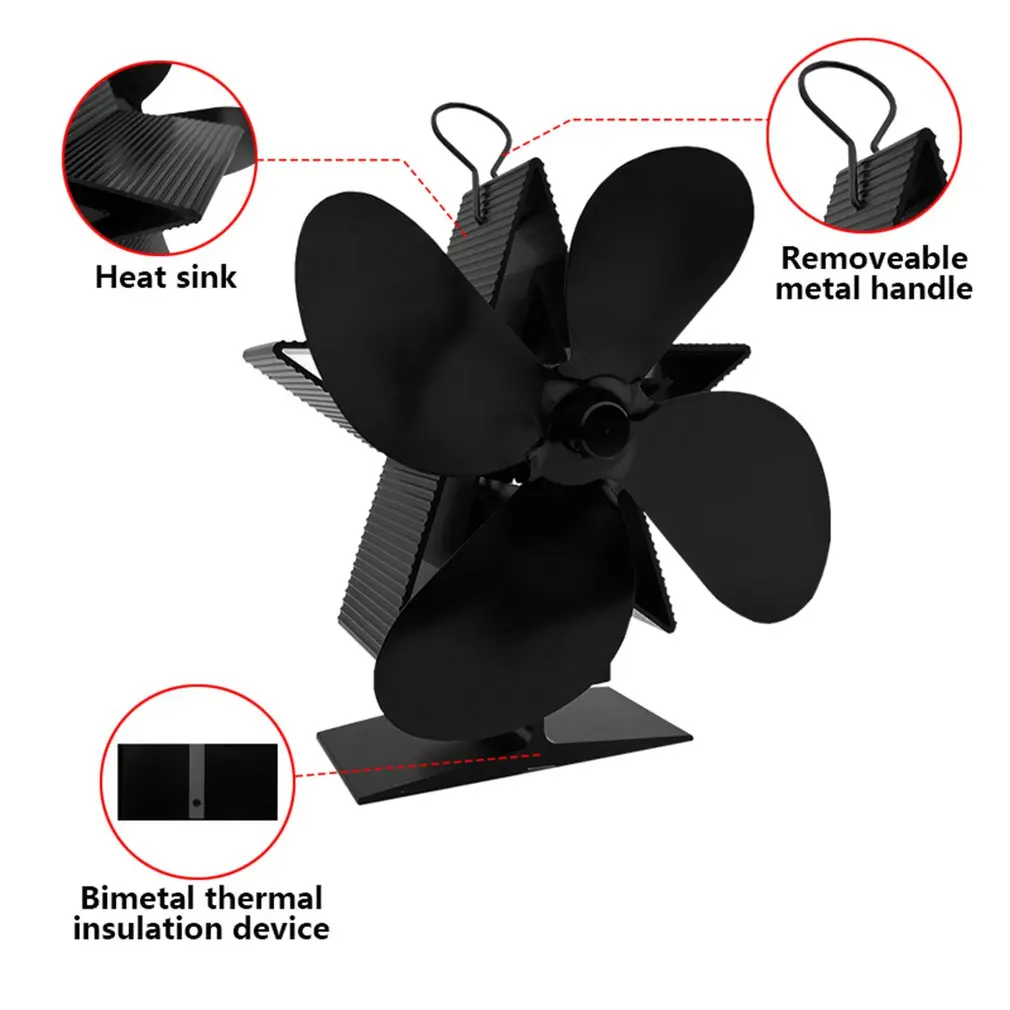 

Appliances Thermal Power Fireplace Fan Heat Powered Wood Stove Fan For Wood/Log Burner/Fireplace Eco Friendly Four-leaf Fans