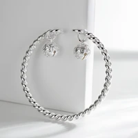 fashion 925 silver twisted wire metal opening bracelets double bells jewelry women bangles ladies party gift