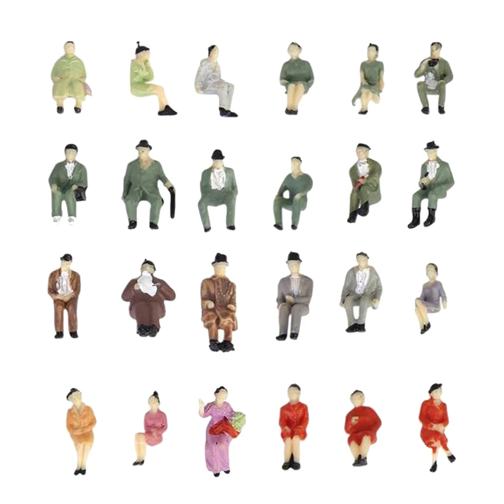 

50 PCS Plastic 1/87 Miniature Model Seated People Figure Model Set for