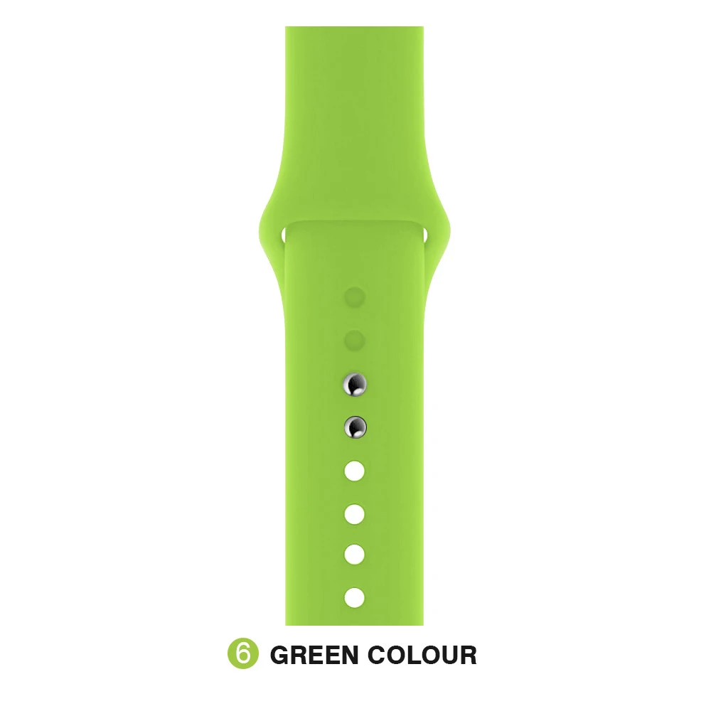 Green Мягкий силиконовый сменный спортивный ремешок для Apple Watch версии 4, 3, 2, 1, 42 мм, 38 мм, браслет на запястье, ремешок для iWatch 4, 40 мм, 44 мм, спортивный - Цвет ремешка: Green