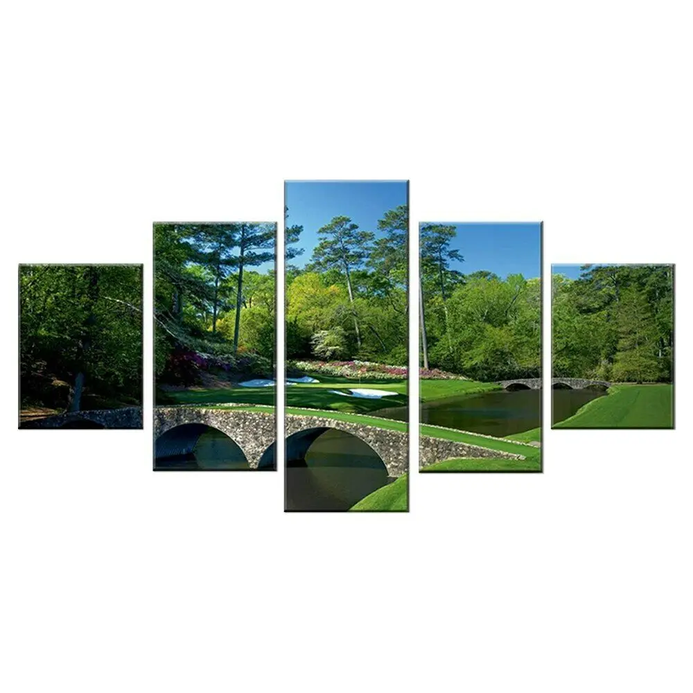 

No Framed 5 pieces Golf Course Home Decor Modular Pictures Modern Canvas Paintings Printed Posters Wall Art For Living Room