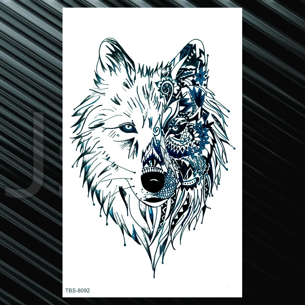 Волчья хна Поддельные Временные татуировки для мужчин женщин треугольный спрей