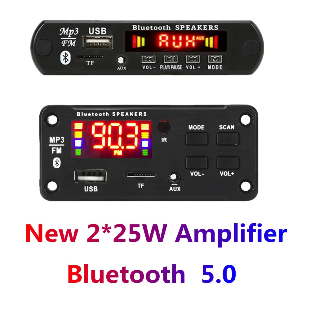 

DC6V 18V 50W Amplifier MP3 Decoder Board Bluetooth V5.0 Car MP3 Player USB Recording Module FM AUX Radio For Speaker Handsfree