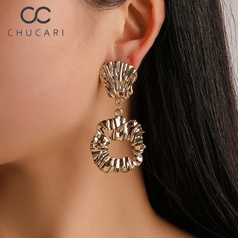 CHUCARI Модные женские богемные серьги в виде раковины с золотой морской звездой