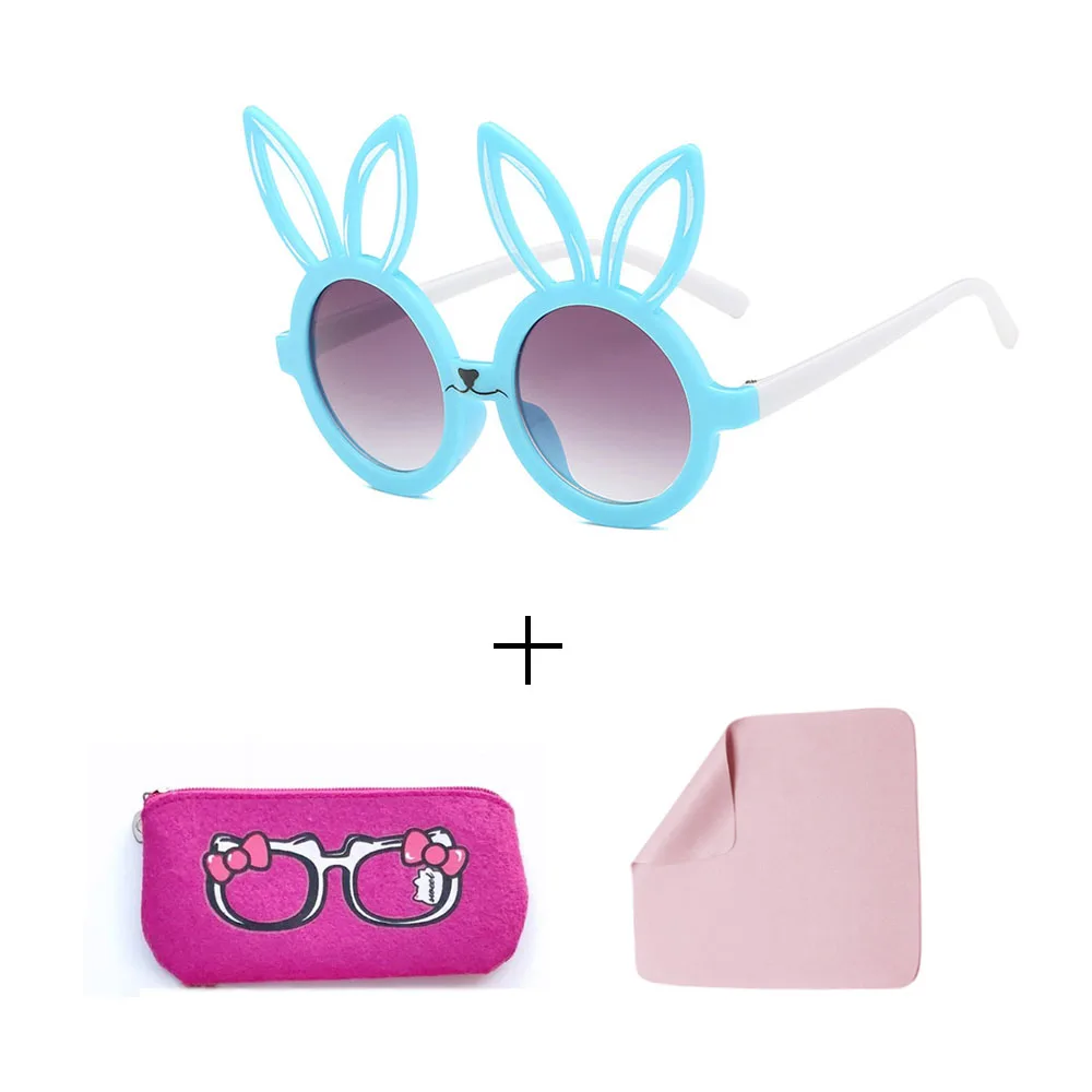 Glasses set Минимальный милый кролик форма гибкие детские солнцезащитные очки UV400 очки оттенки младенческой поляризованные ребенок для маленьких детей Защитный солнцезащитные очки - Цвет линз: Glasses set