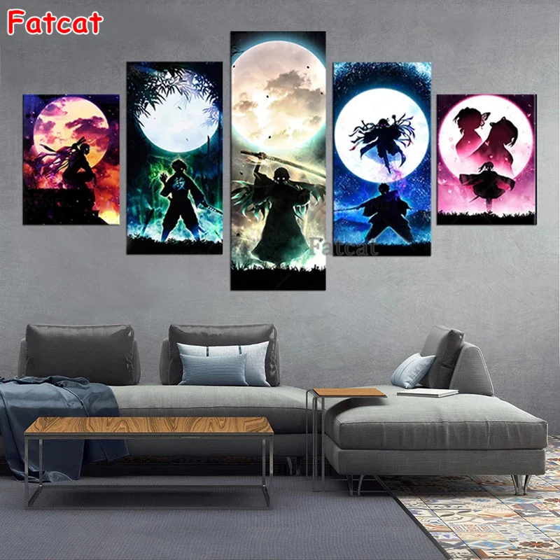 

5D Diy Diamond Painting 5 Pcs Anime Painting Full Drill Cross Stitch Embroidery Rhinestone Mosaic Children'sRoom Decor PP2362