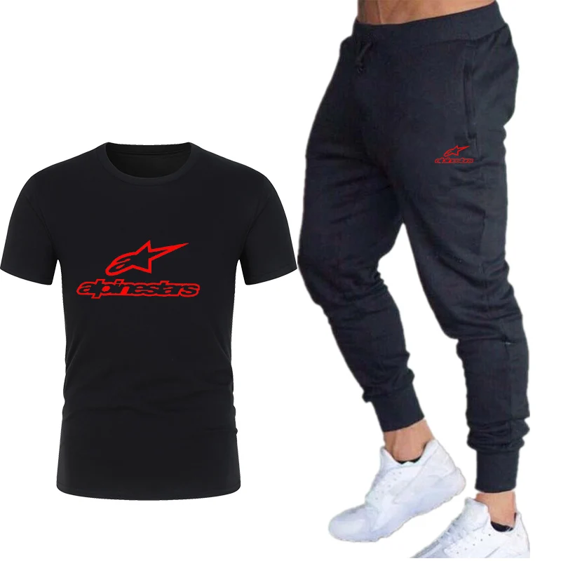 

Men's shirt Tracksuit Two Pieces sets Men Casual Fitness Sport Suit Short sleeve t shirt+trousers Men's Casual Sportswear suits