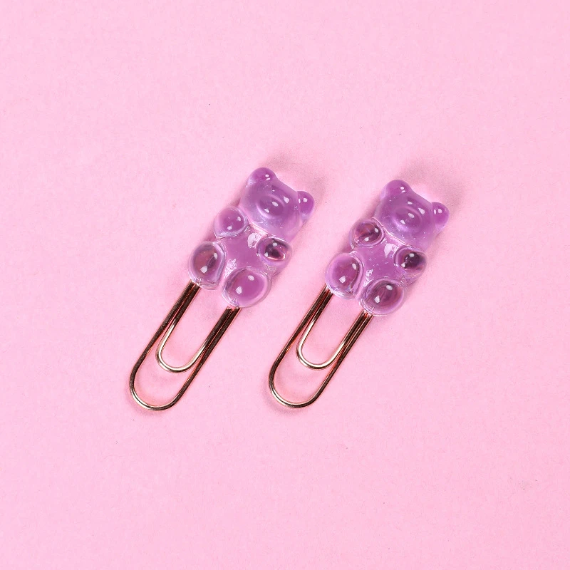 

2 Pcs Cute Bear Metal Paper Clip Office School Supply Stationery Cartoon organizer holder Bookmark Photo Decorative Kawaii Gift