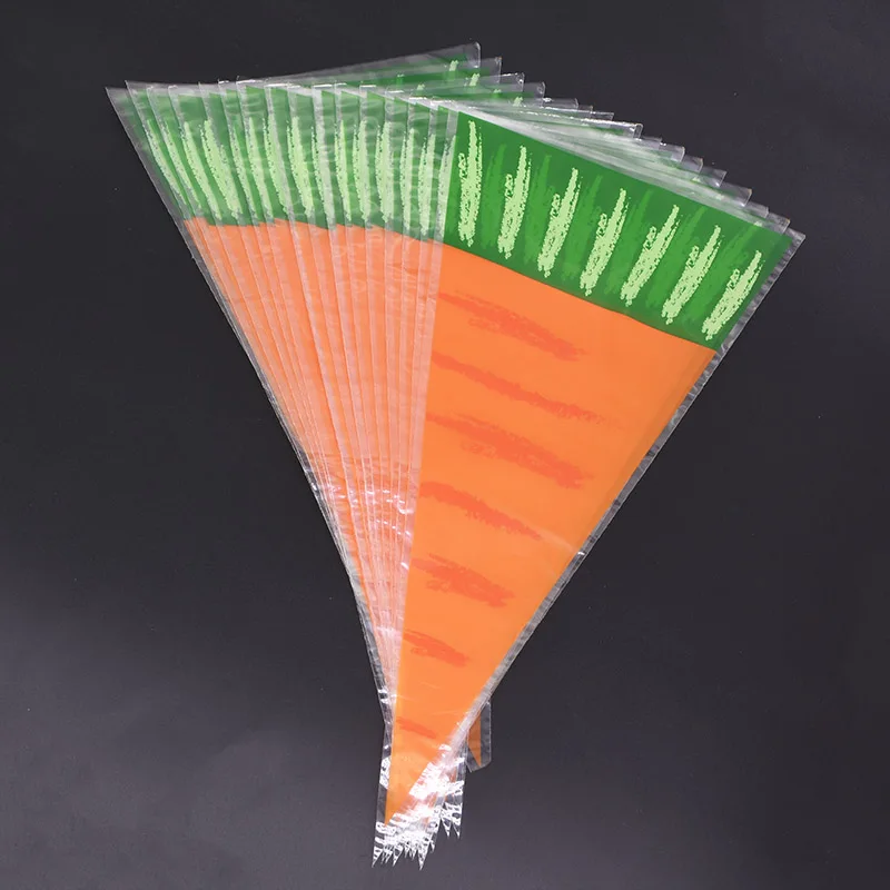 20pcs/lot Easter Carrot Candy Bag Plastic Cone Bags Kids Favors Birthday Party Snacks Packaging Decoration Supplies - купить по