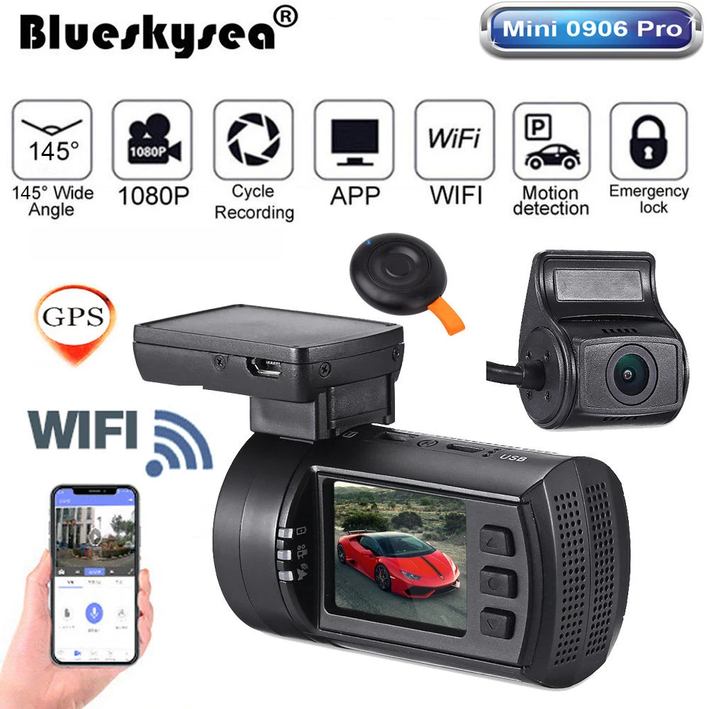 Видеорегистратор Blueskysea Mini 0906 Pro двойной видеорегистратор Wi Fi HD 1080P Автомобильный