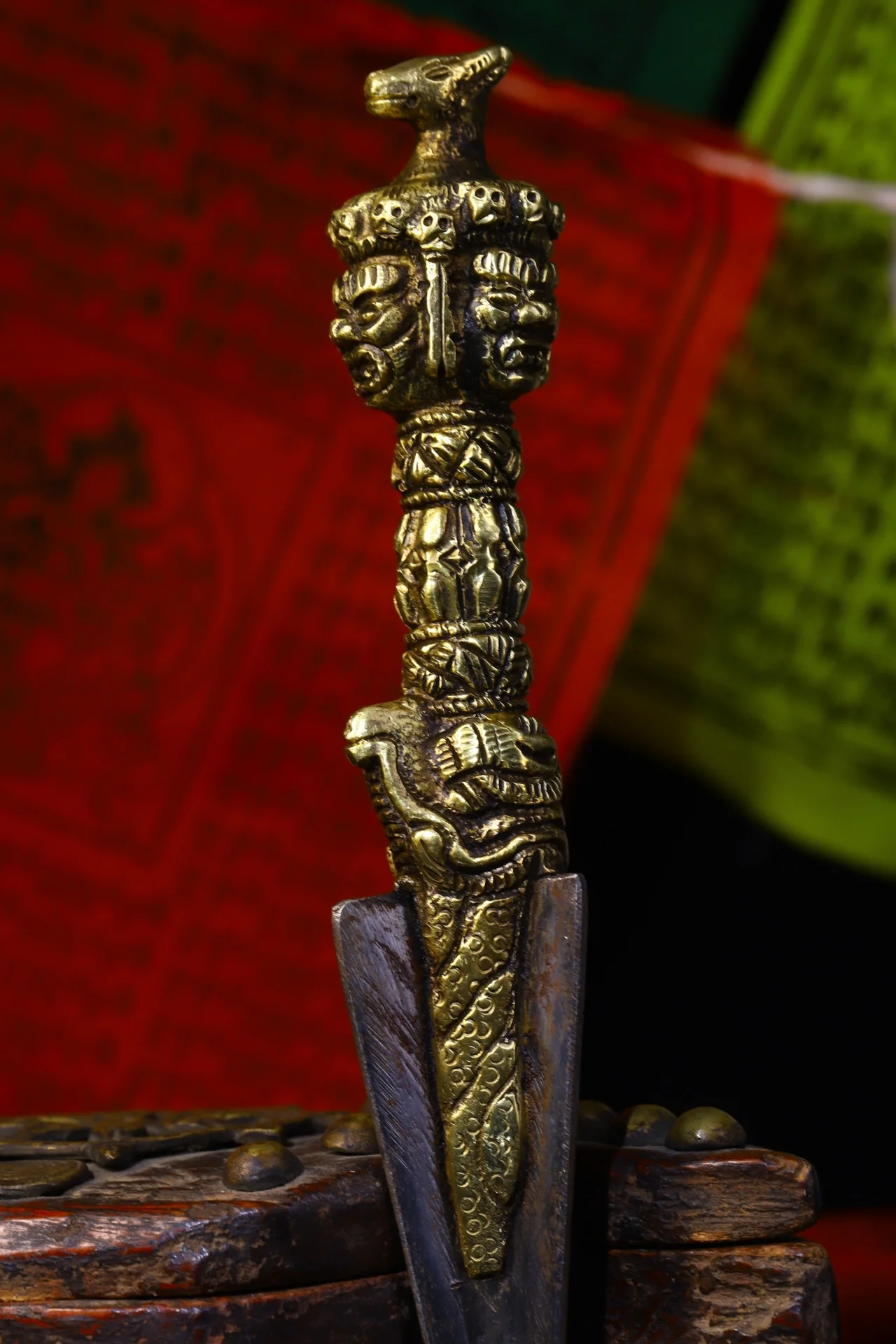 8 &quotКоллекция тибетского храма старая бронза киноварь Хаягriva Махакала череп