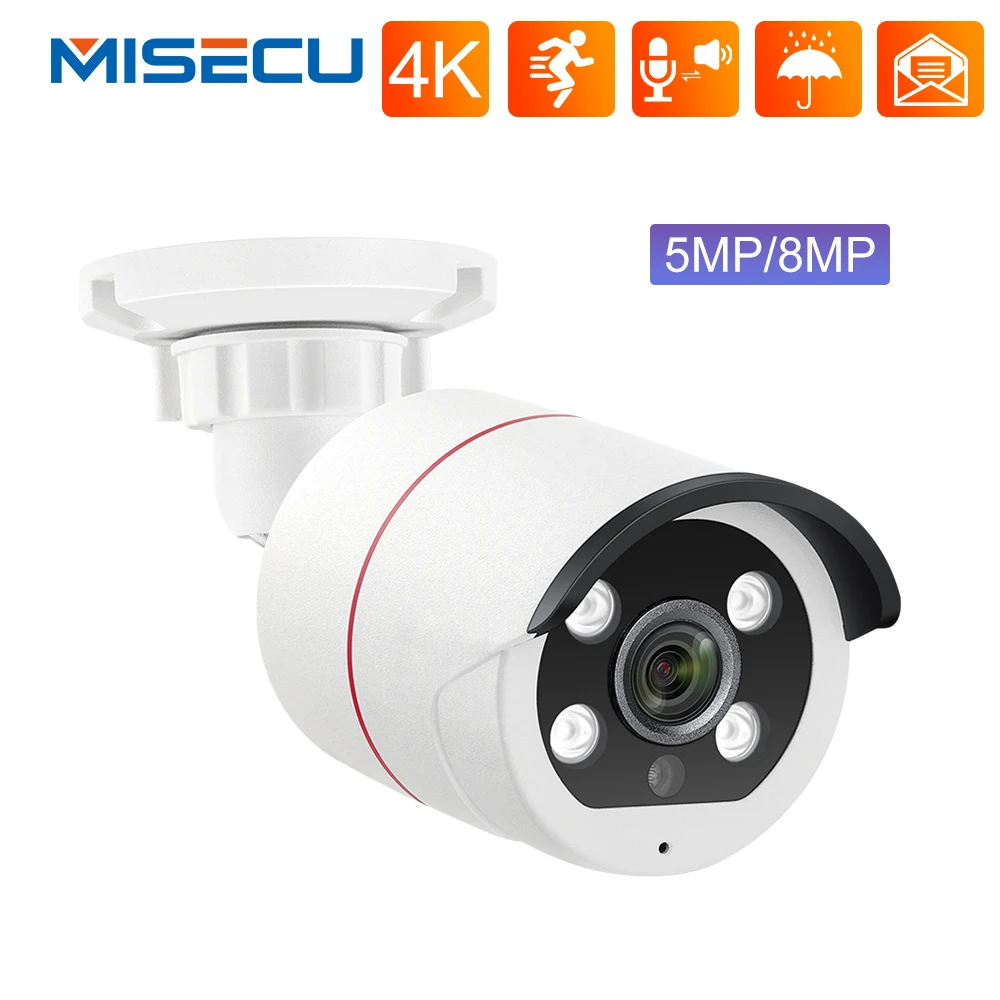 

MISECU HD 5MP 4K POE Security Camera Two-way Audio Record IP66 Outdoor Camera for CCTV Video Surveillance System Human Detetcion
