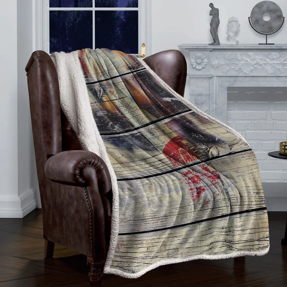 Зимнее Двухслойное кашемировое покрывало из овечьей шерсти в деревенском стиле